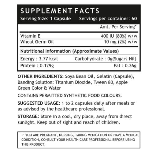 INLIFE™ Vitamin E Wheat Germ Oil Supplement, 500mg (60 Capsules) - Image 5