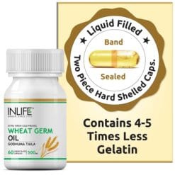 INLIFE Wheat Germ Oil Supplement, 500mg (60 Capsules), Natural Vitamin E