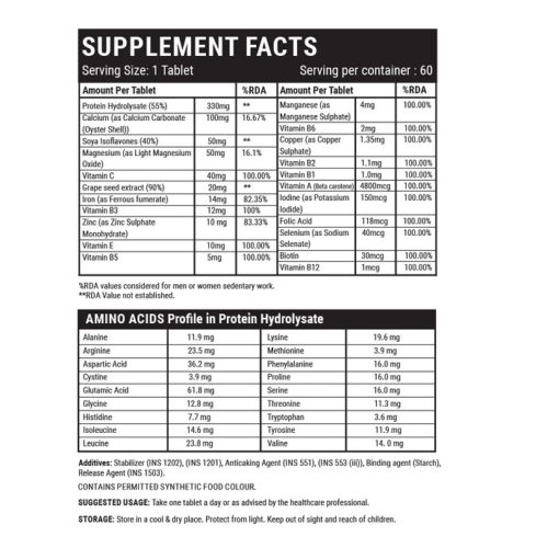 INLIFE Hair Skin Nails Supplement with Biotin Vitamins Minerals Amino Acids, Hair Growth for Men Women - 60 Tablets - Image 3
