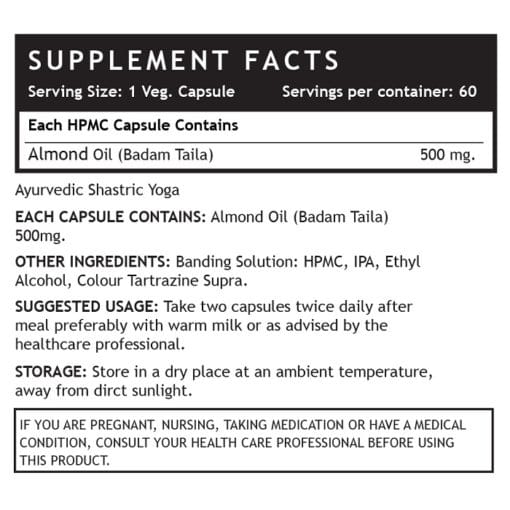 INLIFE Sweet Almond Oil Supplement, 500mg - 60 Vegetarian Capsules - Image 5