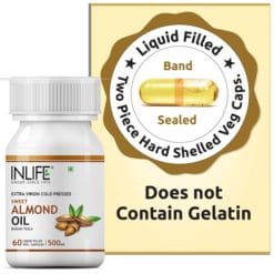 INLIFE Sweet Almond Oil Supplement, 500mg - 60 Vegetarian Capsules