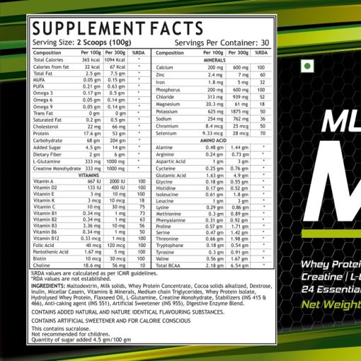 INLIFE Muscle Mass Gainer, Bodybuilding Protein Powder Supplement - 3kgs (Chocolate) - Image 2