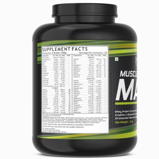 INLIFE Muscle Mass Gainer, Bodybuilding Protein Powder Supplement - 3kgs (Chocolate) - Image 3