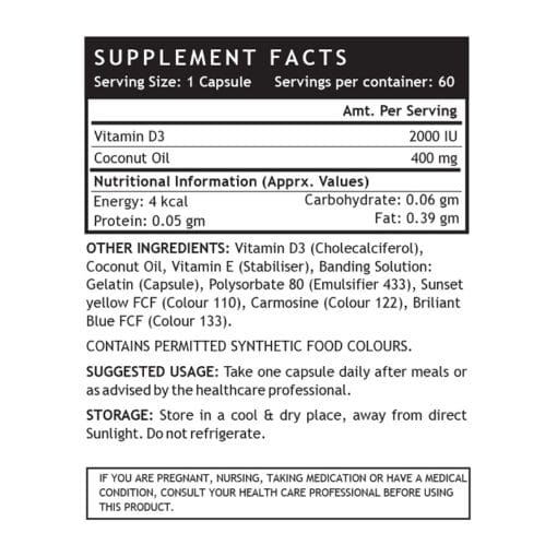 INLIFE Vitamin D3 2000 IU Supplement (60 Capsules) - Image 4