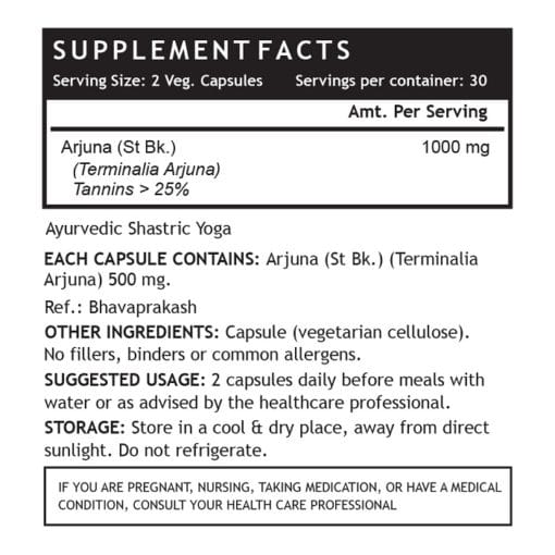 INLIFE Arjuna Extract Supplement, 500mg - 60 Veg. Capsules - Image 3