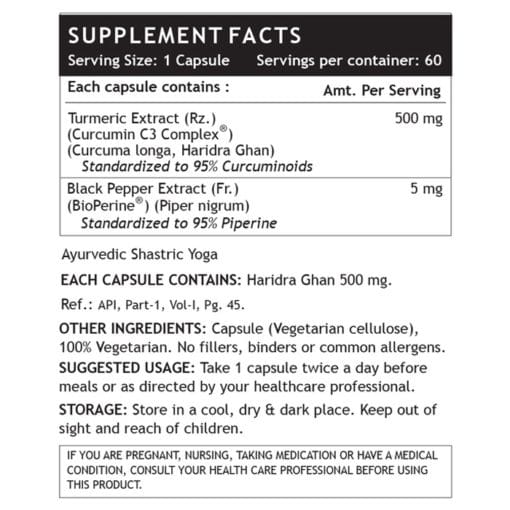 INLIFE Curcumin (95% Curcuminoids) with Piperine (Bioperine), 500 mg - 60 Veg. Capsules - Image 3
