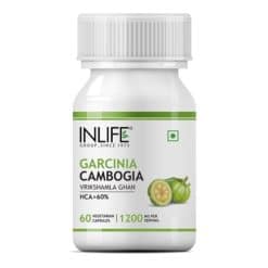 INLIFE Pure Garcinia Cambogia Fruit 60% HCA Weight Management Herbs Supplement, 1200mg - 60 Vegetarian Capsules