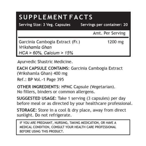 INLIFE Pure Garcinia Cambogia Fruit 60% HCA Weight Management Herbs Supplement, 1200mg - 60 Vegetarian Capsules - Image 3