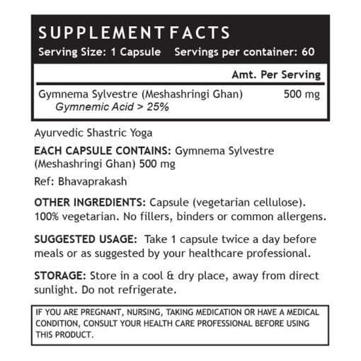 INLIFE Gymnema Sylvestre Supplement- 500mg (60 Veg. Capsules) - Image 2