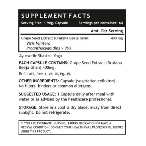 INLIFE Grape Seed Extract (Proanthocyanidins > 95%), 400mg - 60 Veg. Capsules - Image 3