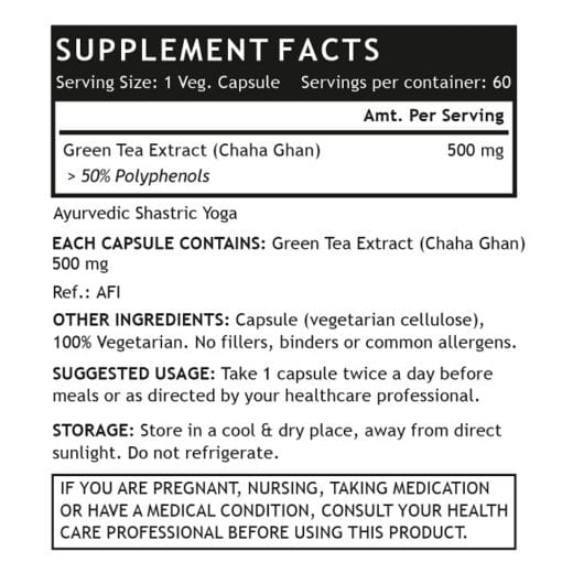 INLIFE™ Green Tea Extract Supplement, 500 mg - 60 Vegetarian Capsules - Image 3