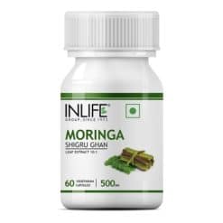 INLIFE Moringa Leaf Extract Supplement, 500 mg - 60 Vegetarian Capsule