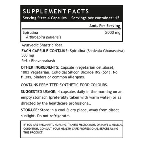 INLIFE™ Spirulina, 500mg (60 Veg. Capsules), Health Supplement - Image 3