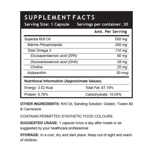 INLIFE ™ Krill Oil Omega 3 Fatty Acid Supplement, 500mg (30 Capsules) - Image 5