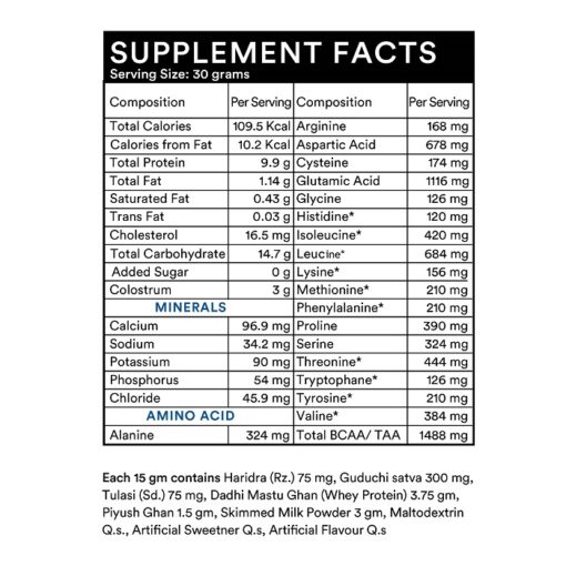 Immune Care Powder, Whey Protein, Guduchi (Giloy), Curcumin, Tulasi and Cow Colostrum - 300gms (Vanilla) - Image 6