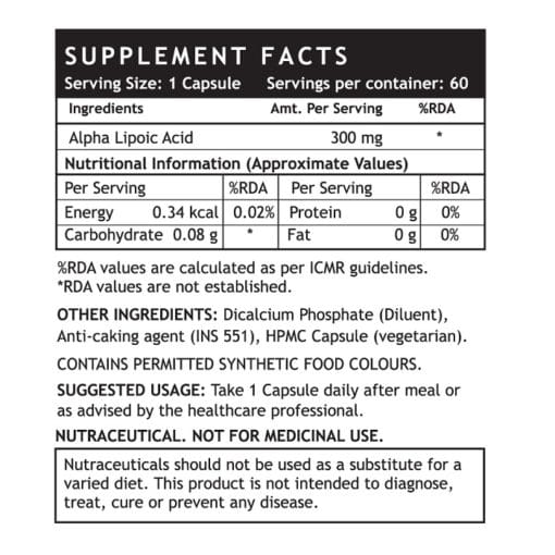 INLIFE Alpha Lipoic Acid, 300 mg (60 Vegetarian Capsules) - Image 3