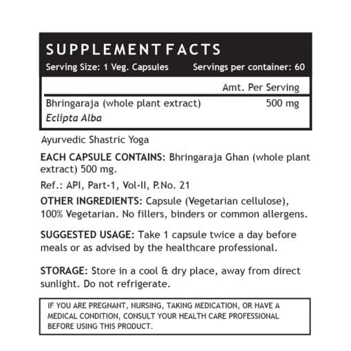 INLIFE Bhringraja Extract Supplement, 500mg- 60 Vegetarian Capsules - Image 3