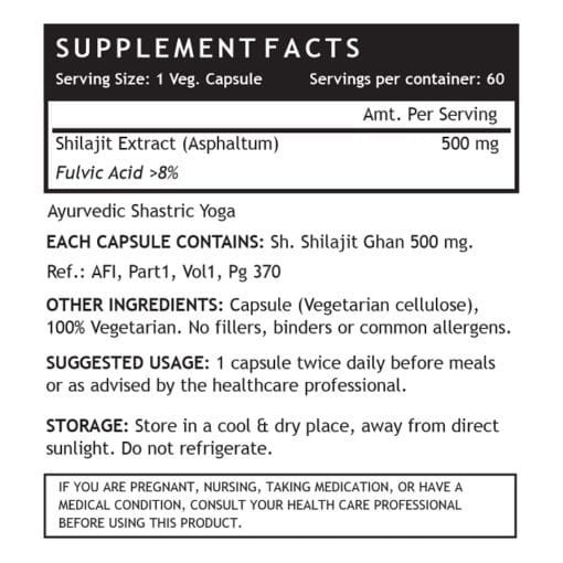 INLIFE™ Shilajit Extract Supplement, 500 mg - 60 Vegetarian Capsules - Image 3