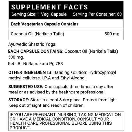 INLIFE Coconut Oil Supplement, 500mg - 60 Veg. Capsules - Image 5