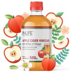 INLIFE Apple Cider Vinegar with Mother Vinegar, Raw, Unfiltered, Unpasteurized Supplement – 500ml