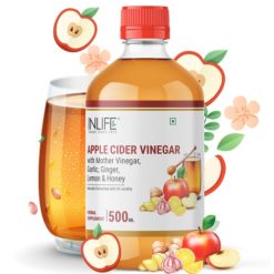 INLIFE Apple Cider Vinegar with Garlic, Ginger, Lemon, Honey & Mother of Vinegar, Raw, Unfiltered, Unpasteurized Supplement – 500 ml