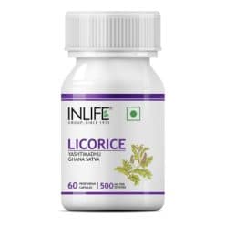 INLIFE Licorice (Yastimadhu) Glycyrrhiza Glabra - 500 mg (60 Vegetarian Capsules)