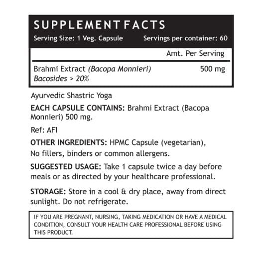INLIFE Brahmi Extract (Bacosides>20%) Supplement - 60 Vegetarian Capsules - Image 3