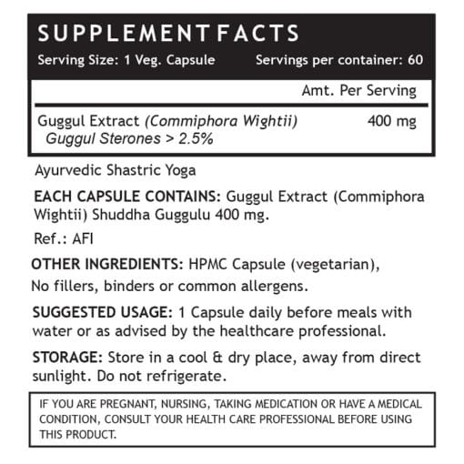 INLIFE Guggul Extract (Guggul Sterones>2.5%), 400 mg - 60 Vegetarian Capsules - Image 3