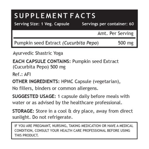 INLIFE Pumpkin Seed Extract Supplement, 500 mg - 60 Vegetarian Capsules - Image 3