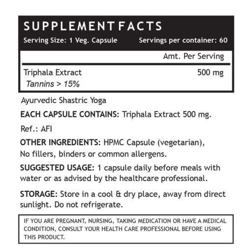 INLIFE Triphala (Tannins>15%) Extract, 500mg - 60 Vegetarian Capsules - Image 3
