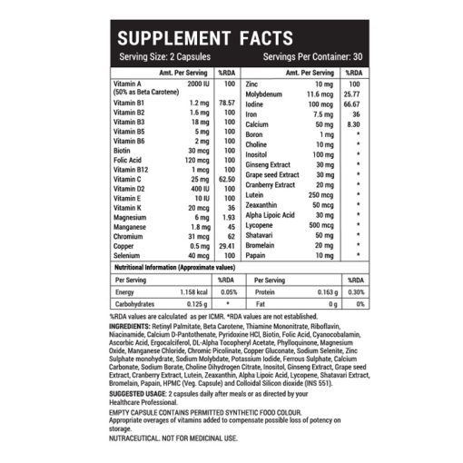INLIFE Multivitamin & Minerals Supplement for Women - 60 Capsules - Image 3