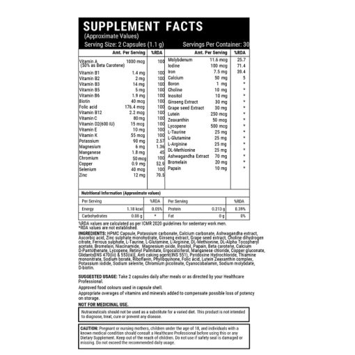 INLIFE Multivitamin & Minerals Supplement for Men - 60 Capsules - Image 2