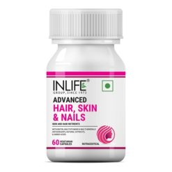 INLIFE Advanced Hair, Skin, and Nails Supplement with Biotin, Amino Acids & Herbal Extracts - 60 Capsules