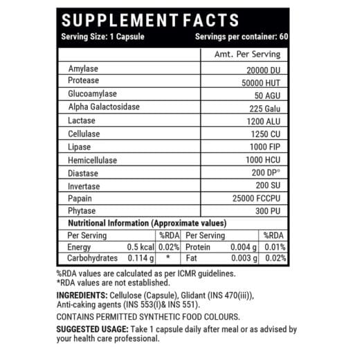INLIFE Digestive Enzymes Supplement for Healthy Digestion - 60 Vegetarian Capsules - Image 3