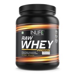 INLIFE 100% Raw Whey Protein Concentrate Powder, 500gms (Unflavoured)