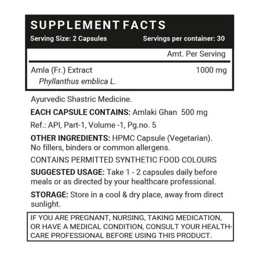 INLIFE Natural Vitamin C Amla Extract for Immunity Supplement, 1000mg - 60 Vegetarian Capsules - Image 3