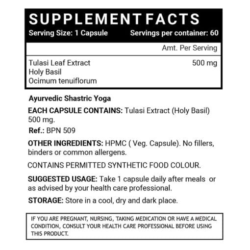 INLIFE Tulsi (Tulasi) Extract Holy Basil Supplement, 500mg - 60 Vegetarian Capsules - Image 3