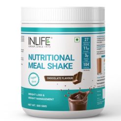 INLIFE Nutritional Meal Shake, Men Women, Meal Replacement Protein Shake with Weight Management Ayurvedic Herbs, 11g Protein, 0g Added Sugar (500g, 16 Servings)