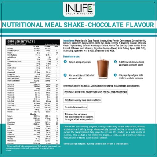 INLIFE Nutritional Meal Shake, Men Women, Meal Replacement Protein Shake with Weight Management Ayurvedic Herbs, 11g Protein, 0g Added Sugar (500g, 16 Servings) - Image 3