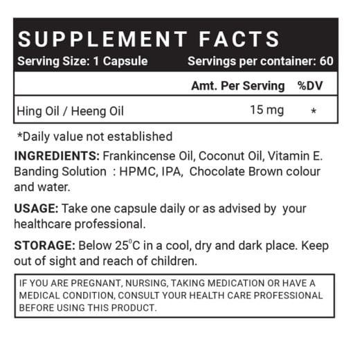 Hing Oil Supplement Facts