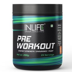 INLIFE Pre-Workout Supplement with Caffeine Citrulline Arginine AAKG B-Alanine Creatine Taurine Betaine Anhydrous for Men & Women (24 Servings, Orange)