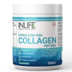 INLIFE Hydrolyzed Marine Fish Collagen Peptides Powder, Clinically Proven & Patented Ingredient, Skin Health, Bone Health, Type 1 Collagen 200g (Unflavoured)