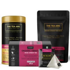 The Tea Ark Organic Hibiscus Tea, Cinnamon and Rose Petals, with Natural Green Tea, Powerful Antioxidant, Heart Health, Weight Management, Liver Health