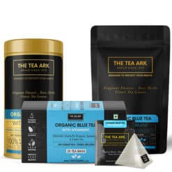 The Tea Ark Organic Blue Tea Butterfly Pea Flower & amp; Spearmint with Natural Green Tea for Weight & Stress Management