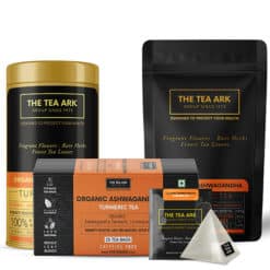 The Tea Ark Organic Ashwagandha, Turmeric & Lemongrass Tea, Herbal Tea Immunity Boosters for Adults, Body Detox & Weight Management, Organic Certified Ingredients