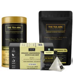 The Tea Ark Lemongrass Tea with Moroccan Mint (Spearmint) & Peppermint, for Stress Relief, Daily Detox (25 Cups), 50g