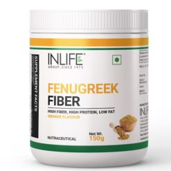 INLIFE Fenugreek Fiber Powder for Weight & Sugar Management, Gut & Digestive Health, 150g (Orange)