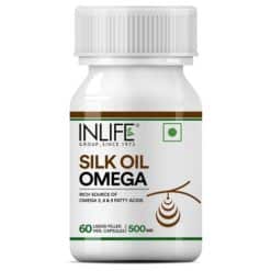 INLIFE Silk Oil Veg Omega 3 6 9 Capsules, Daily Health Supplement for Heart Health, Men Women, 500mg - 60 Vegetarian Capsules