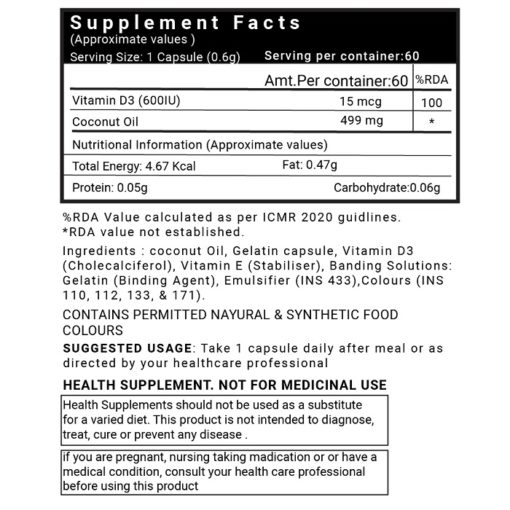 INLIFE Vitamin D3 600 IU Cholecalciferol Supplement for Bone Health, Immunity - 60 Liquid Filled Capsules - Image 2
